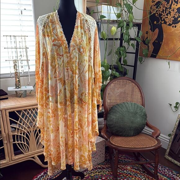 Free People Lost In Love Honey Combo Reversible Kimono Duster Top - Picture 1 of 7